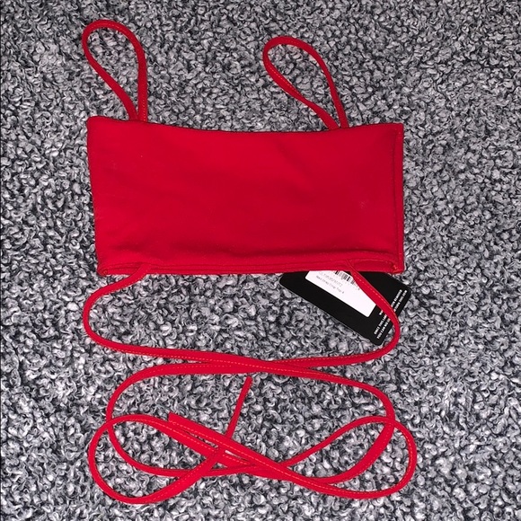 Red Crop lace up top - Picture 2 of 2